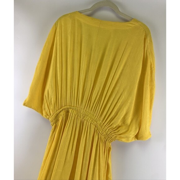 Cupshe Yellow Beach Cover Up Dress V-Neck Dolman Sleeve Side Slits Rayon Medium - Picture 9 of 16